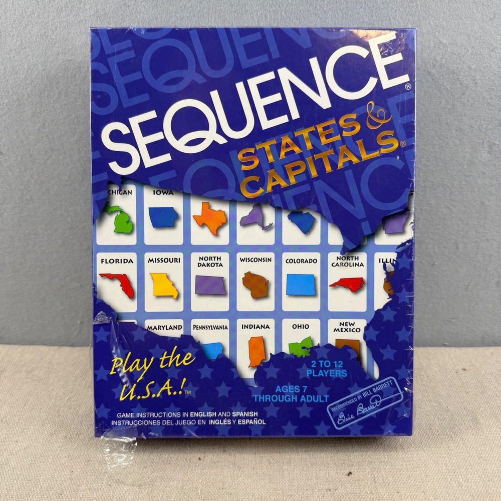 Sequence States & Capitals Board Game Jax 2006 Educational Factory Sealed New